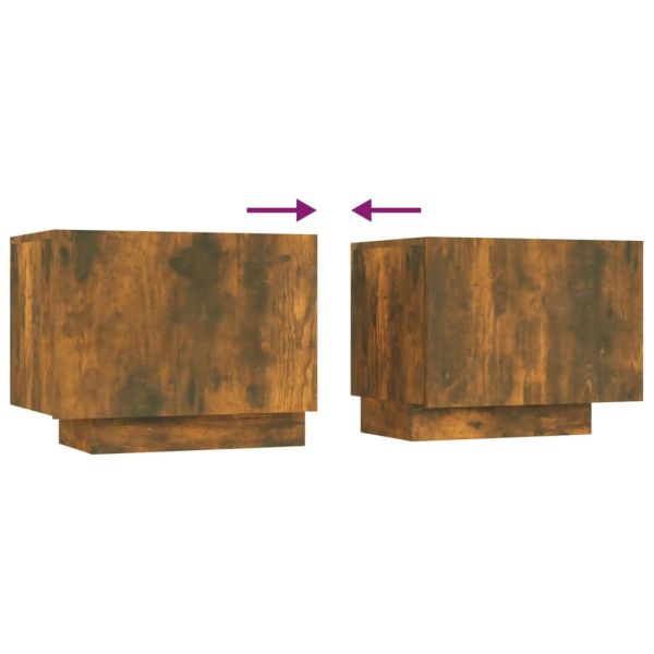 Комплект ТВ шкафове от 3 части с LED опушен дъб инженерно дърво