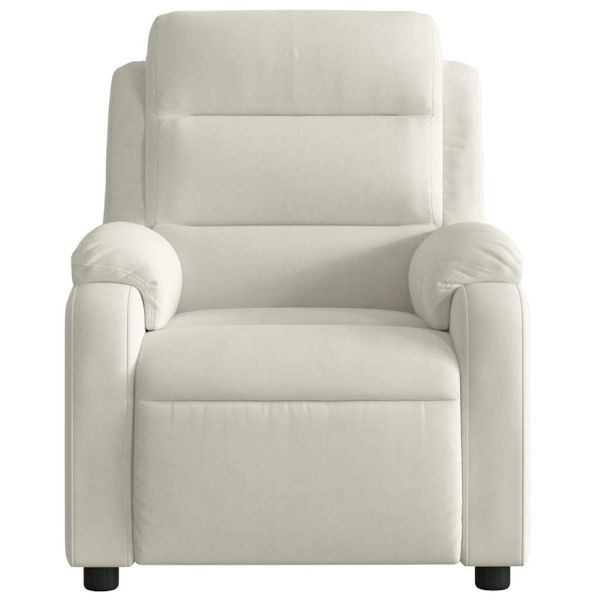 Електрически масажен реклайнер стол, кремав, кадифе