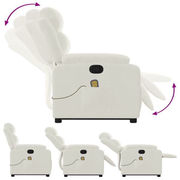 Изправящ масажен реклайнер стол, кремава, кадифе