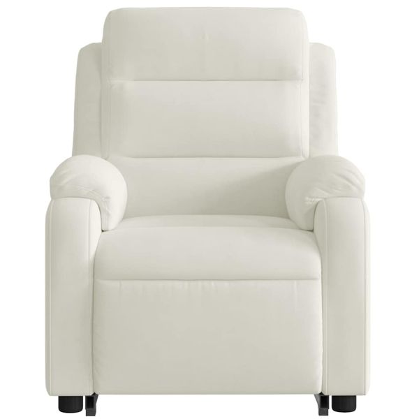 Изправящ масажен реклайнер стол, кремава, кадифе