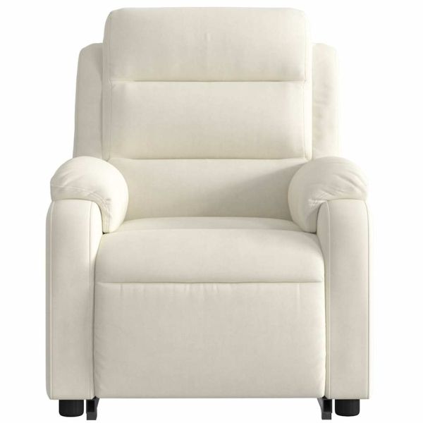 Електрически изправящ масажен реклайнер стол кремав кадифе