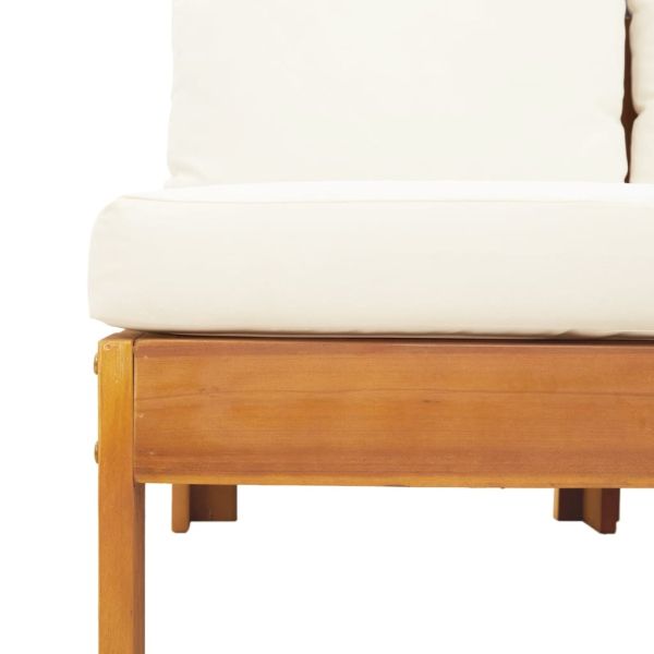 Градински диван с възглавници, 6 части, масив акация