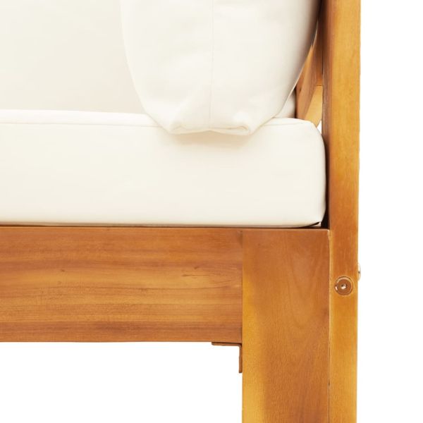 Градински диван от 4 части, с възглавници, масивна акация