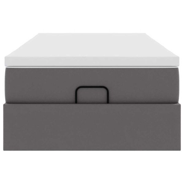 Османска легло с матрак, сиво, 80x200 см, изкуствена кожа