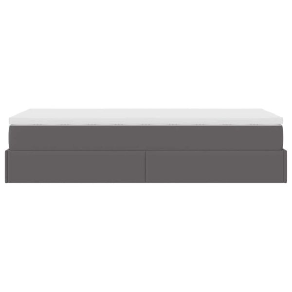 Османска легло с матрак, сиво, 80x200 см, изкуствена кожа