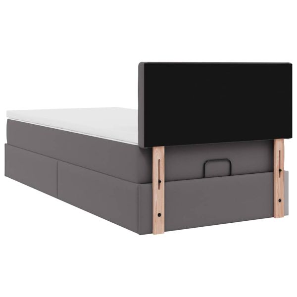 Османска легло с матрак, сиво, 80x200 см, изкуствена кожа