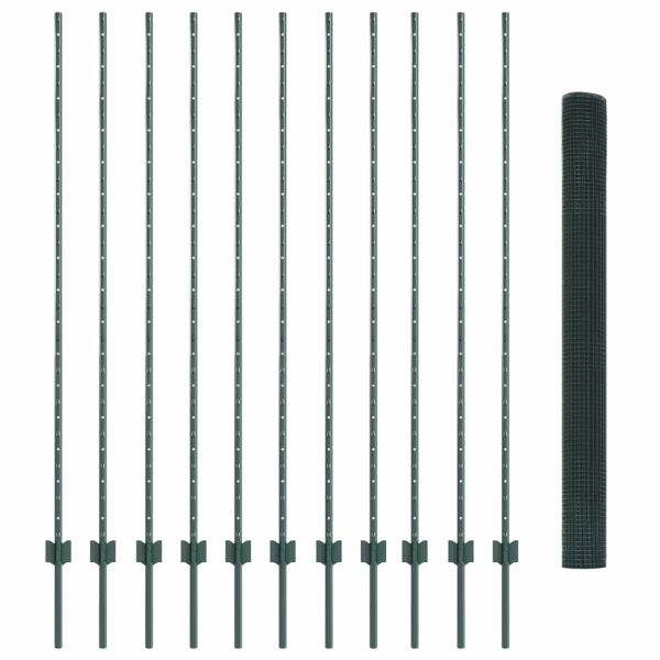 Ограда с пост Зелен 1,5 x 25 m Стомана