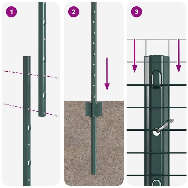 Ограда с пост Зелен 1,5 x 25 m Стомана