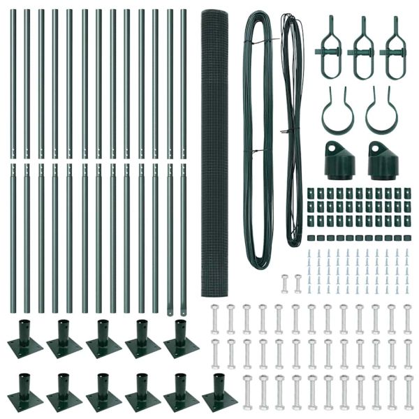 Стълб за ограда. Зелен 25 x 1,5 м (19 x 19 мм мрежа) Стомана