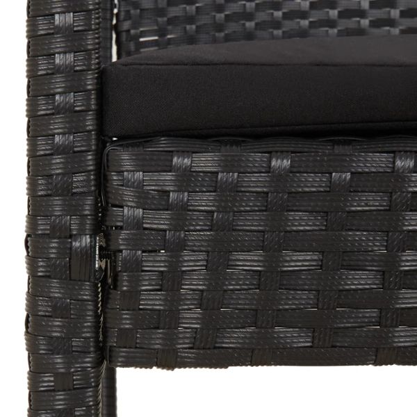 Градинска пейка с възглавница, черна, 105 см, полиратан