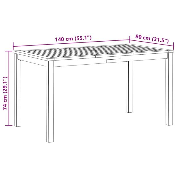 Градинска маса, 140x80x74 см, акация масив