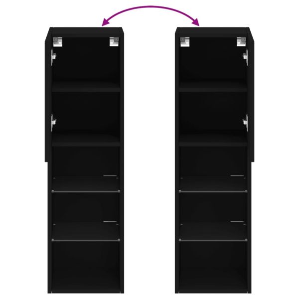 ТВ шкаф с LED осветление, черен, 30,5x30x102 см