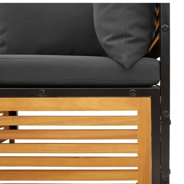 Градински комплект диван с възглавници, 5 части, акация масив