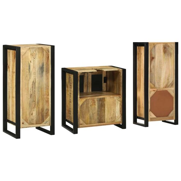 Комплект мебели за баня с чекмедже 3 pcs Солидно мангово дърво