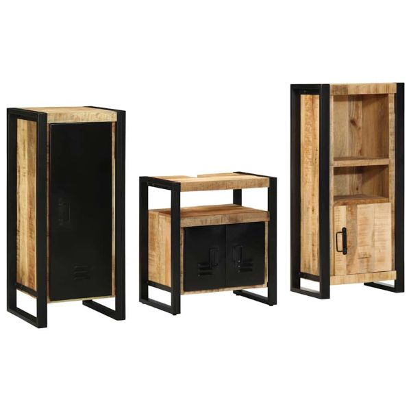 Комплект мебели за баня с чекмедже 3 pcs Солидно мангово дърво