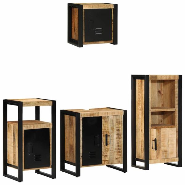 Комплект мебели за баня с чекмедже 4 pcs Солидно мангово дърво