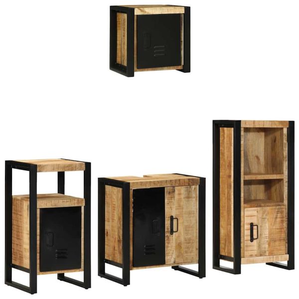 Комплект мебели за баня с чекмедже 4 pcs Солидно мангово дърво