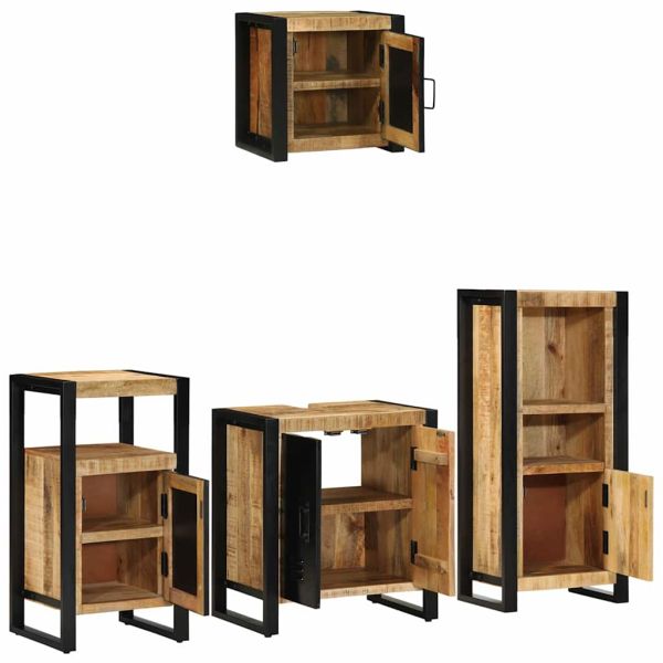 Комплект мебели за баня с чекмедже 4 pcs Солидно мангово дърво