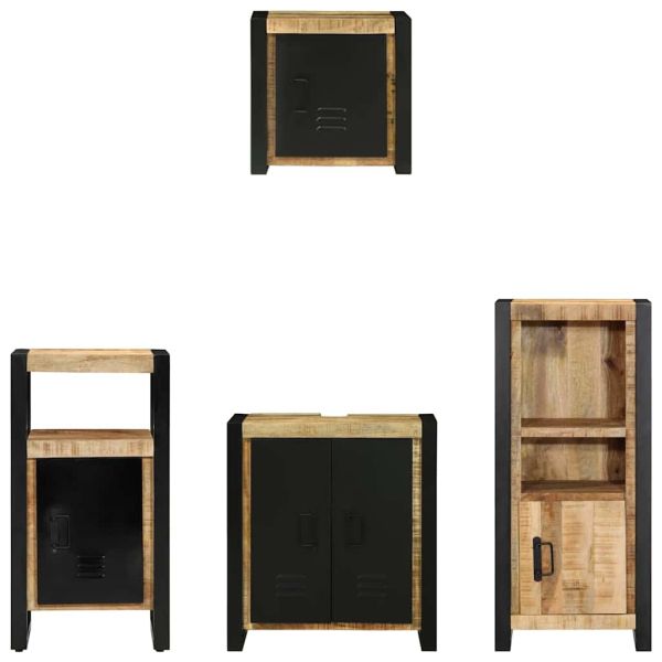 Комплект мебели за баня с чекмедже 4 pcs Солидно мангово дърво