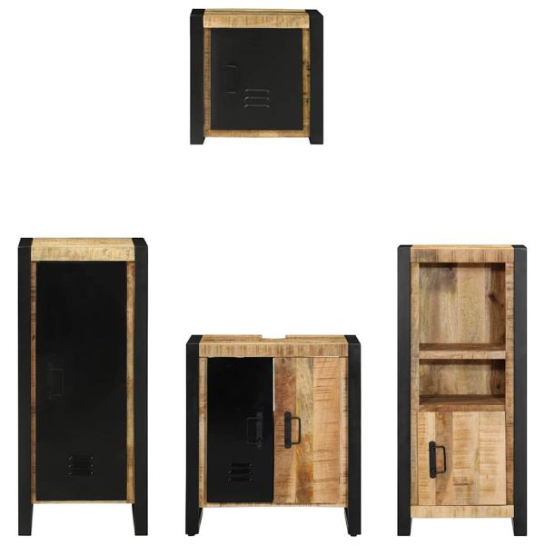 Комплект мебели за баня с чекмедже 4 pcs Солидно мангово дърво