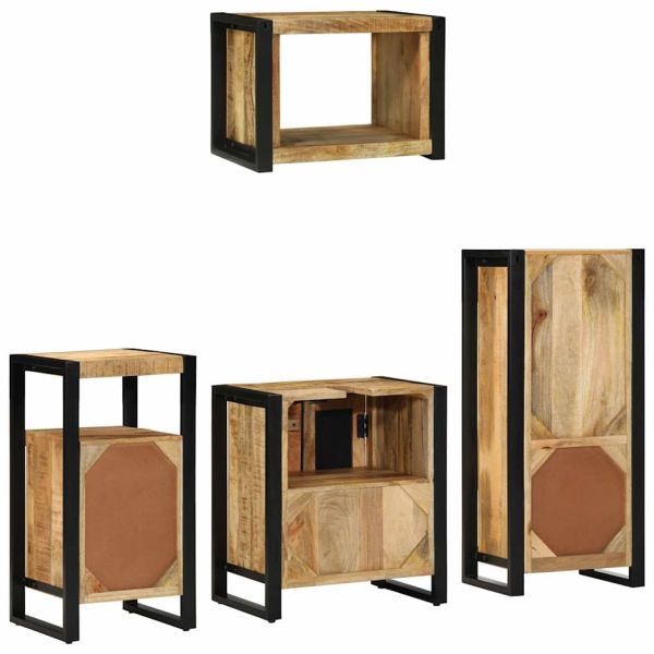 Комплект мебели за баня с чекмедже 4 pcs Солидно мангово дърво