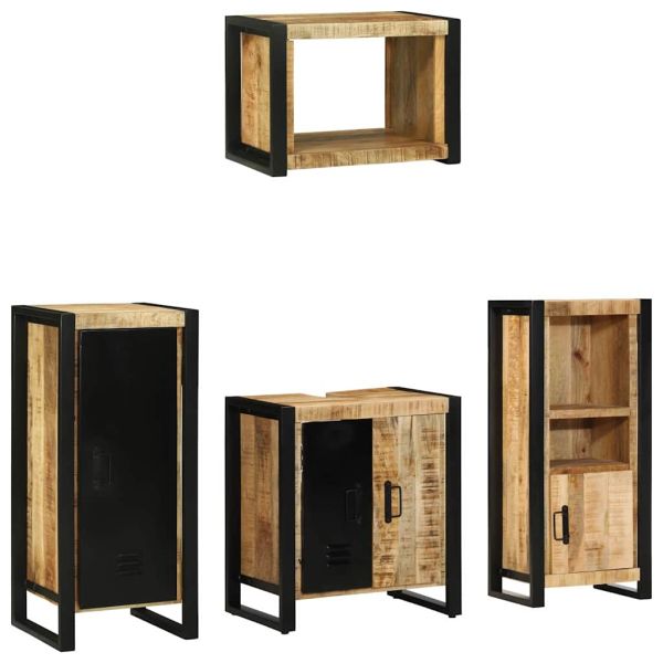 Комплект мебели за баня с чекмедже 4 pcs Солидно мангово дърво