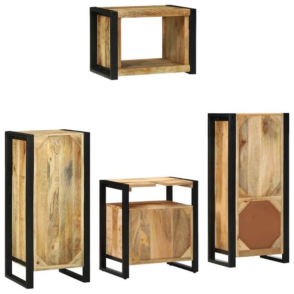 Комплект мебели за баня с чекмедже 4 pcs Солидно мангово дърво