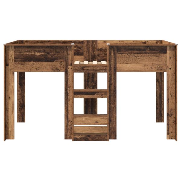 Двуетажно легло за деца с матрак Старо дърво 100 x 200 cm