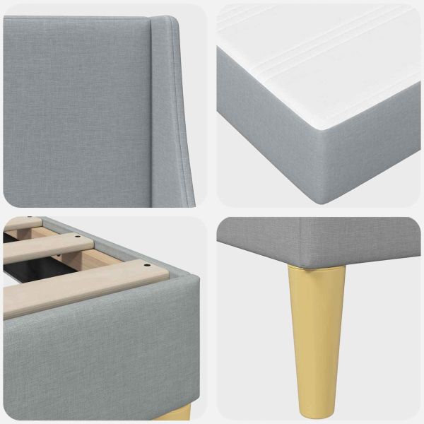 Рамка за легло с матрак Светлосиво 90 x 200 cm текстил