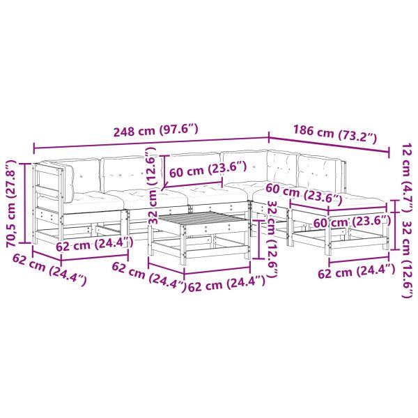 Комплект за почивка в градина 7 pcs Восъчен кафяв и тауpe