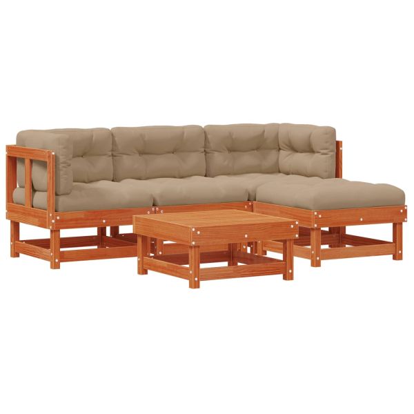 Комплект за почивка в градина 15 pcs Восъчен кафяв и тауpe