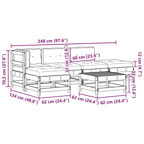 Комплект за почивка в градина 5 pcs Восъчен Кафяв