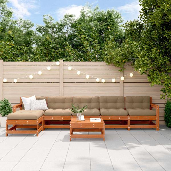 Комплект за почивка в градина 6 pcs Восъчен Кафяв