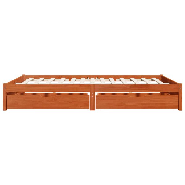 Рамка за легло 3 pcs Кафяво с восъчно покритие Солиден бор