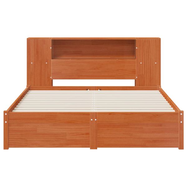 Легло с рама и главата за съхранение Кафяво с восъчно покритие