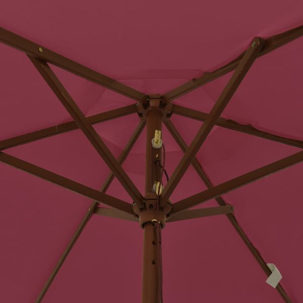 Градински чадър с дървен прът, бордо червено, 196x231 см