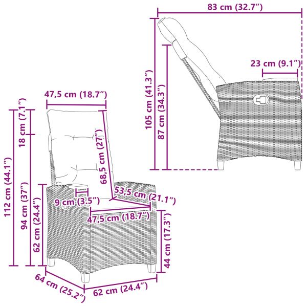 Регулируем стол с плоча за чай 62 x 64 x 112 см полиратан