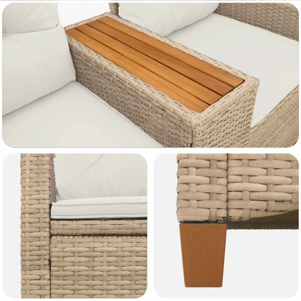 Люлееща се пейка с маса Бежов и кремаво бял 126 x 65 x 112 см