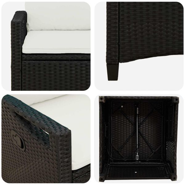 Градински стол 2 pcs Черен и кремав 56 x 60 x 112 см