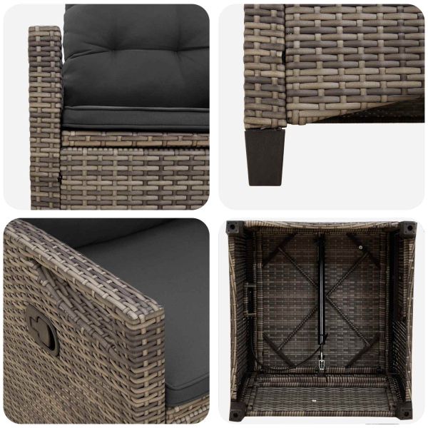 Градински стол 2 pcs Сив и тъмен сив 56 x 60 x 112 см