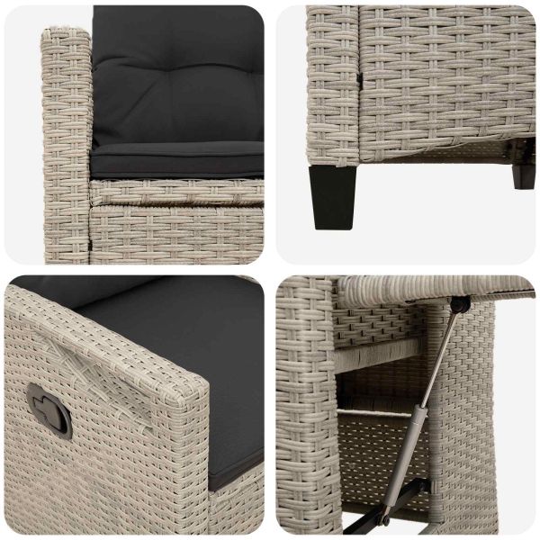 Лежанка за градина Светло сиво и тъмно сиво 56 x 60 x 112 см