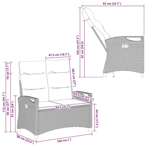 Градинска пейка Черно 105 x 60 x 112 см Стомана и полиester