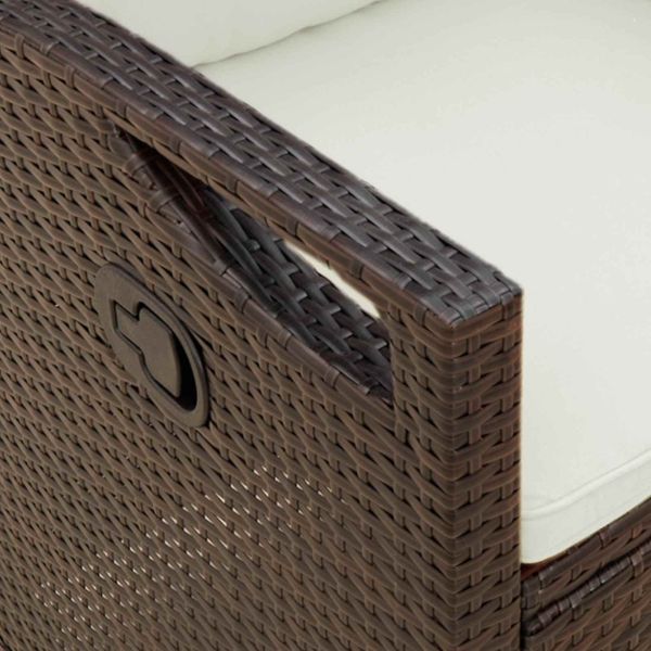 Градинска пейка с възглавница Кафяв и Кремав 105 x 60 x 112 см