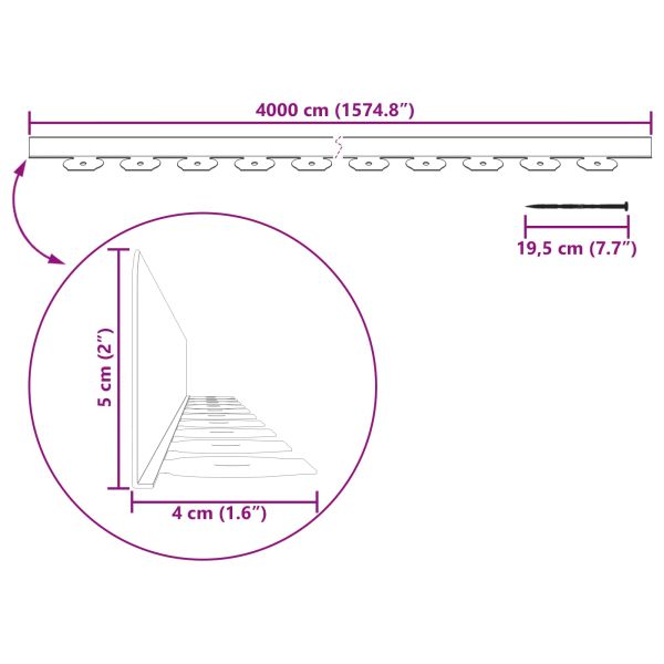 Ограничители за тревни площи Зелен 4000 x 4 x 5 см Пластмаса