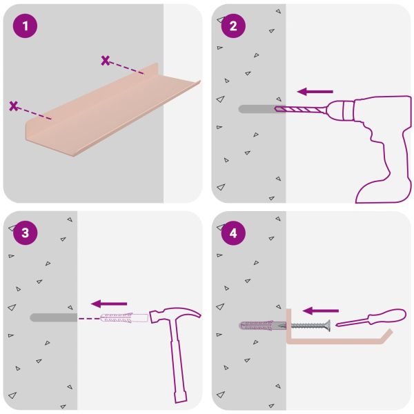 Стенен рафт с рафт със съхранение 3 pcs Розово 40 x 9 x 2,5 см