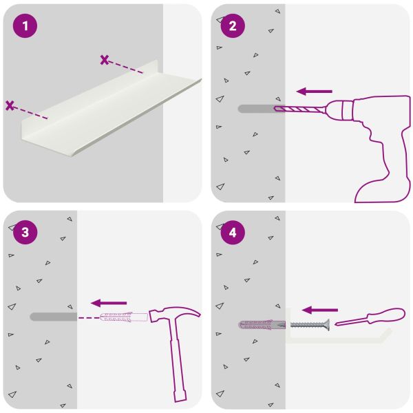 Стенен рафт с рафт със съхранение 3 pcs Бяло 40 x 9 x 2,5 см