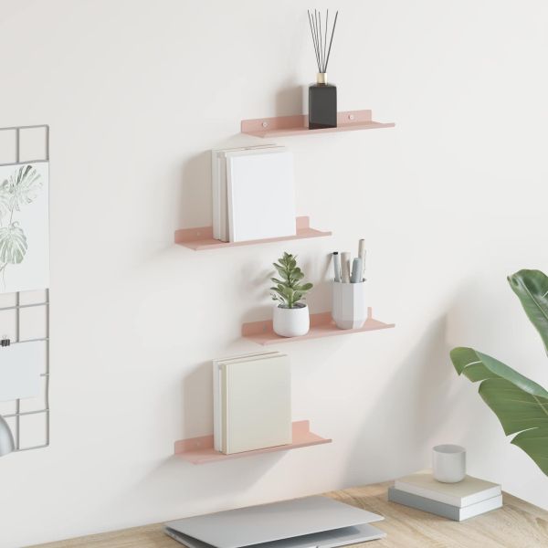 Стенен рафт с рафт със съхранение 4 pcs Розово 30 x 9 x 2,5 см
