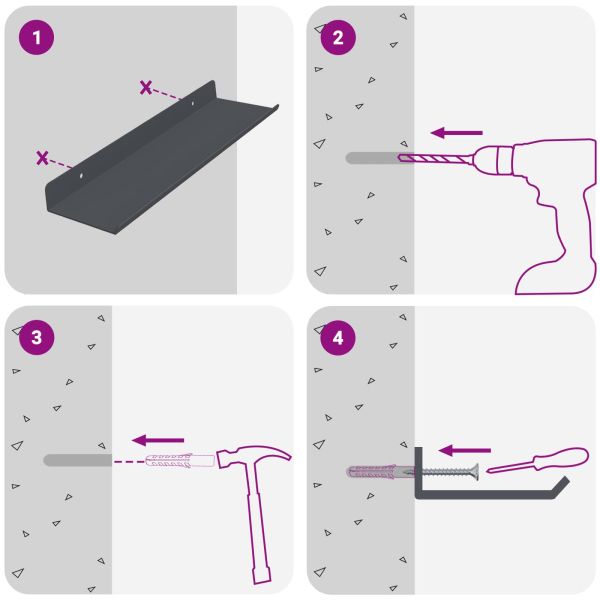 Стенен рафт с рафт 2 pcs Антрацит 30 x 9 x 2,5 см