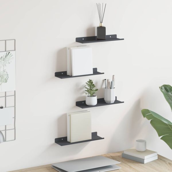 Стенен рафт с рафт 4 pcs Антрацит 30 x 9 x 2,5 см