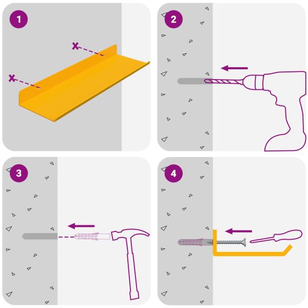 Стенен рафт с рафт 4 pcs Горчично жълто 30 x 9 x 2,5 см